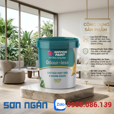 Sơn Nippon Odour-less Chùi rửa vượt trội & kháng khuẩn - Sản phẩm mới